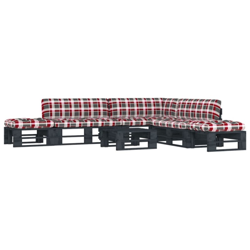 vidaXL 6-tlg. Paletten-Lounge-Set Schwarz Imprägniertes Kiefernholz vidaXL 6-tlg. Paletten-Lounge-Set Schwarz Imprägniertes Kiefernholz