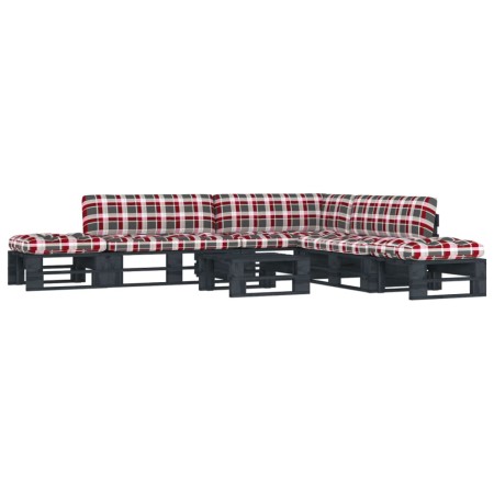 vidaXL 6-tlg. Paletten-Lounge-Set Schwarz Imprägniertes Kiefernholz