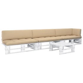 vidaXL 4-tlg. Paletten-Lounge-Set Weiß Imprägniertes Kiefernholz
