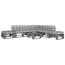 vidaXL 6-tlg. Paletten-Lounge-Set Grau Imprägniertes Kiefernholz