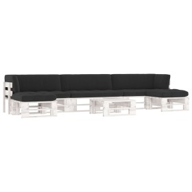 vidaXL 6-tlg. Paletten-Lounge-Set Weiß Imprägniertes Kiefernholz