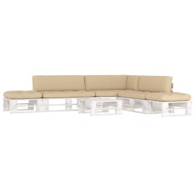 vidaXL 6-tlg. Paletten-Lounge-Set Weiß Imprägniertes Kiefernholz