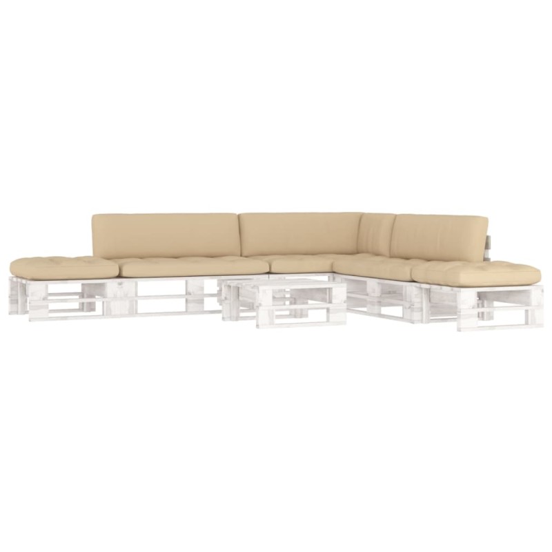 vidaXL 6-tlg. Paletten-Lounge-Set Weiß Imprägniertes Kiefernholz vidaXL 6-tlg. Paletten-Lounge-Set Weiß Imprägniertes Kiefernholz