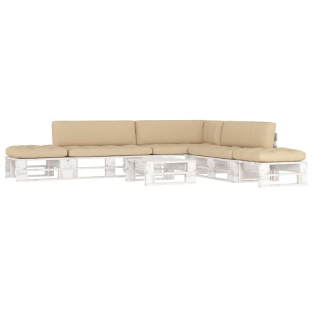 vidaXL 6-tlg. Paletten-Lounge-Set Weiß Imprägniertes Kiefernholz