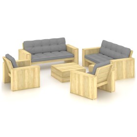 vidaXL 5-tlg. Garten-Lounge-Set mit Kissen Kiefernholz Imprägniert