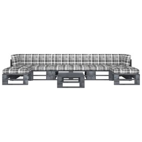 vidaXL 6-tlg. Paletten-Lounge-Set Grau Imprägniertes Kiefernholz