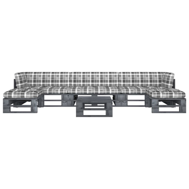 vidaXL 6-tlg. Paletten-Lounge-Set Grau Imprägniertes Kiefernholz vidaXL 6-tlg. Paletten-Lounge-Set Grau Imprägniertes Kiefernholz