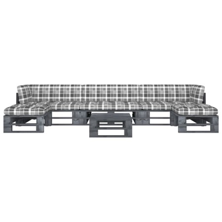 vidaXL 6-tlg. Paletten-Lounge-Set Grau Imprägniertes Kiefernholz
