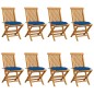 vidaXL Gartenstühle mit Blauen Kissen 8 Stk. Massivholz Teak vidaXL Gartenstühle mit Blauen Kissen 8 Stk. Massivholz Teak