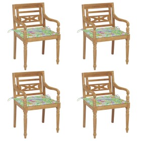 vidaXL Batavia-Stühle mit Kissen 4 Stk. Massivholz Teak