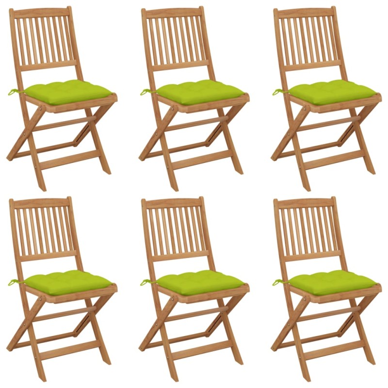 vidaXL Klappbare Gartenstühle 6 Stk. mit Kissen Massivholz Akazie vidaXL Klappbare Gartenstühle 6 Stk. mit Kissen Massivholz Akazie