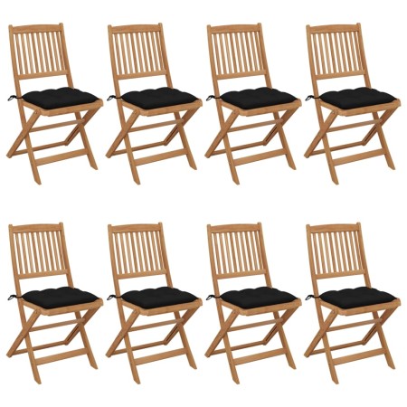vidaXL Klappbare Gartenstühle 8 Stk. mit Kissen Massivholz Akazie