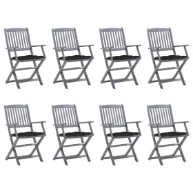 vidaXL Klappbare Gartenstühle 8 Stk. mit Kissen Massivholz Akazie