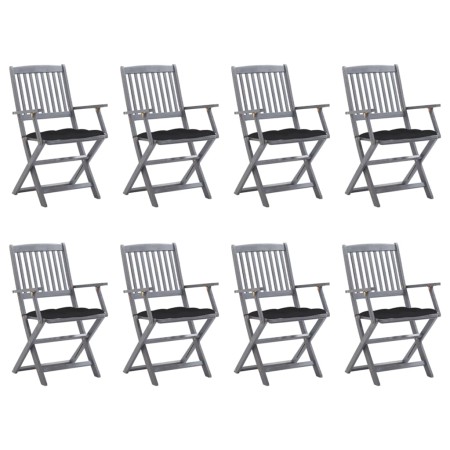 vidaXL Klappbare Gartenstühle 8 Stk. mit Kissen Massivholz Akazie