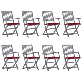 vidaXL Klappbare Gartenstühle 8 Stk. mit Kissen Massivholz Akazie