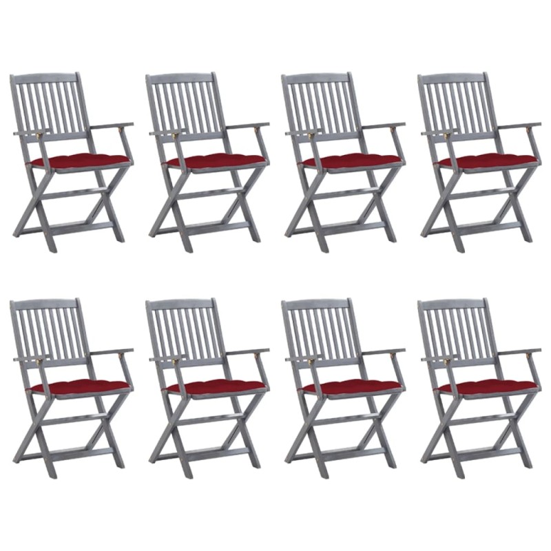 vidaXL Klappbare Gartenstühle 8 Stk. mit Kissen Massivholz Akazie vidaXL Klappbare Gartenstühle 8 Stk. mit Kissen Massivholz Akazie
