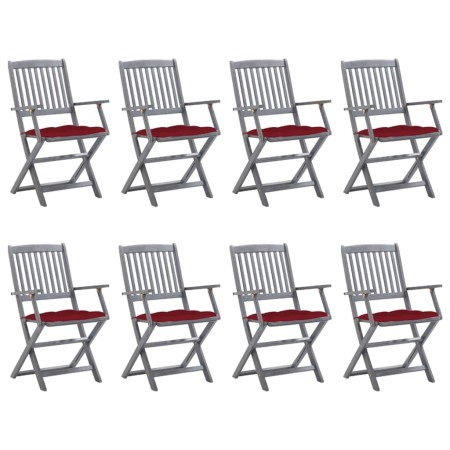 vidaXL Klappbare Gartenstühle 8 Stk. mit Kissen Massivholz Akazie