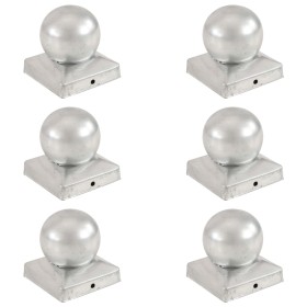 vidaXL Pfostenkappen 6 Stk. Kugelform Verzinktes Metall 91 x 91 mm 