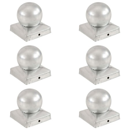 vidaXL Pfostenkappen 6 Stk. Kugelform Verzinktes Metall 91 x 91 mm 