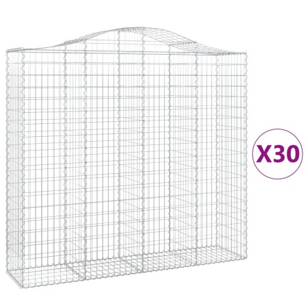 vidaXL Gabionen mit Hochbogen 30Stk. 200x50x180/200cm Verzinktes Eisen