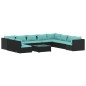 vidaXL 11-tlg. Garten-Lounge-Set mit Kissen Schwarz Poly Rattan vidaXL 11-tlg. Garten-Lounge-Set mit Kissen Schwarz Poly Rattan