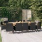 vidaXL 13-tlg. Garten-Essgruppe mit Kissen Schwarz vidaXL 13-tlg. Garten-Essgruppe mit Kissen Schwarz