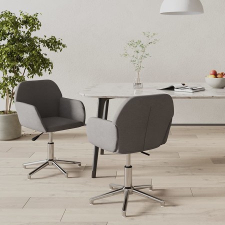 vidaXL Esszimmerstühle 2 Stk. Drehbar Hellgrau Stoff