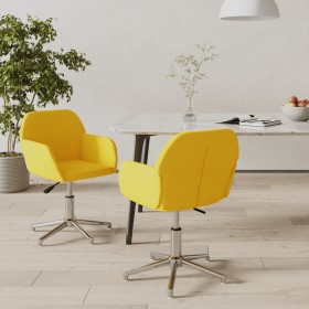 vidaXL Esszimmerstühle 2 Stk. Drehbar Senfgelb Stoff