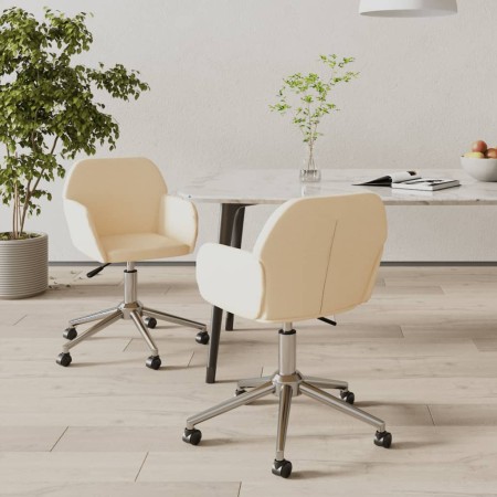 vidaXL Esszimmerstühle 2 Stk. Drehbar Creme Stoff