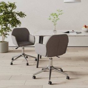 vidaXL Esszimmerstühle 2 Stk. Drehbar Dunkelgrau Stoff