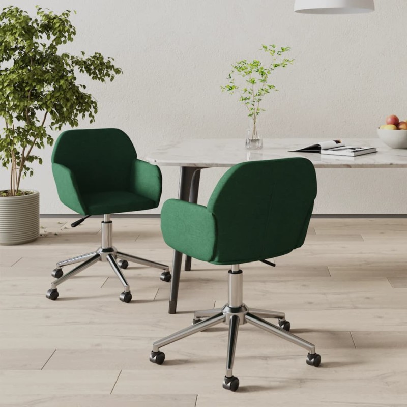 vidaXL Esszimmerstühle 2 Stk. Drehbar Dunkelgrün Stoff vidaXL Esszimmerstühle 2 Stk. Drehbar Dunkelgrün Stoff