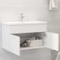 vidaXL Waschbeckenunterschrank mit Einbaubecken Weiß Holzwerkstoff vidaXL Waschbeckenunterschrank mit Einbaubecken Weiß Holzwerkstoff