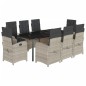 vidaXL 9-tlg. Garten-Essgruppe mit Kissen Hellgrau Poly Rattan vidaXL 9-tlg. Garten-Essgruppe mit Kissen Hellgrau Poly Rattan