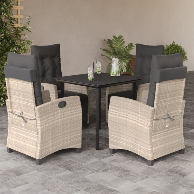vidaXL 5-tlg. Garten-Essgruppe mit Kissen Hellgrau Poly Rattan vidaXL 5-tlg. Garten-Essgruppe mit Kissen Hellgrau Poly Rattan
