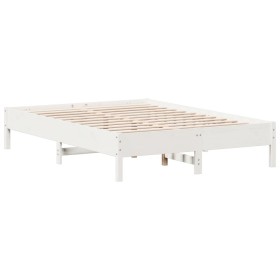 vidaXL Massivholzbett ohne Matratze Weiß 150x200 cm Kiefernholz
