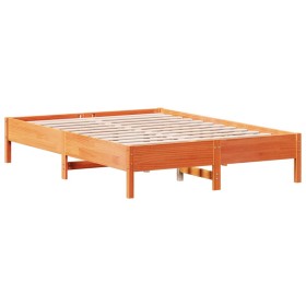 vidaXL Massivholzbett ohne Matratze Wachsbraun 150x200 cm Kiefernholz