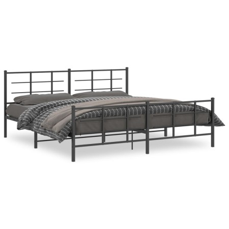 vidaXL Bettgestell mit Kopf- und Fußteil Metall Schwarz 200x200 cm