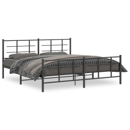 vidaXL Bettgestell mit Kopf- und Fußteil Metall Schwarz 183x213 cm