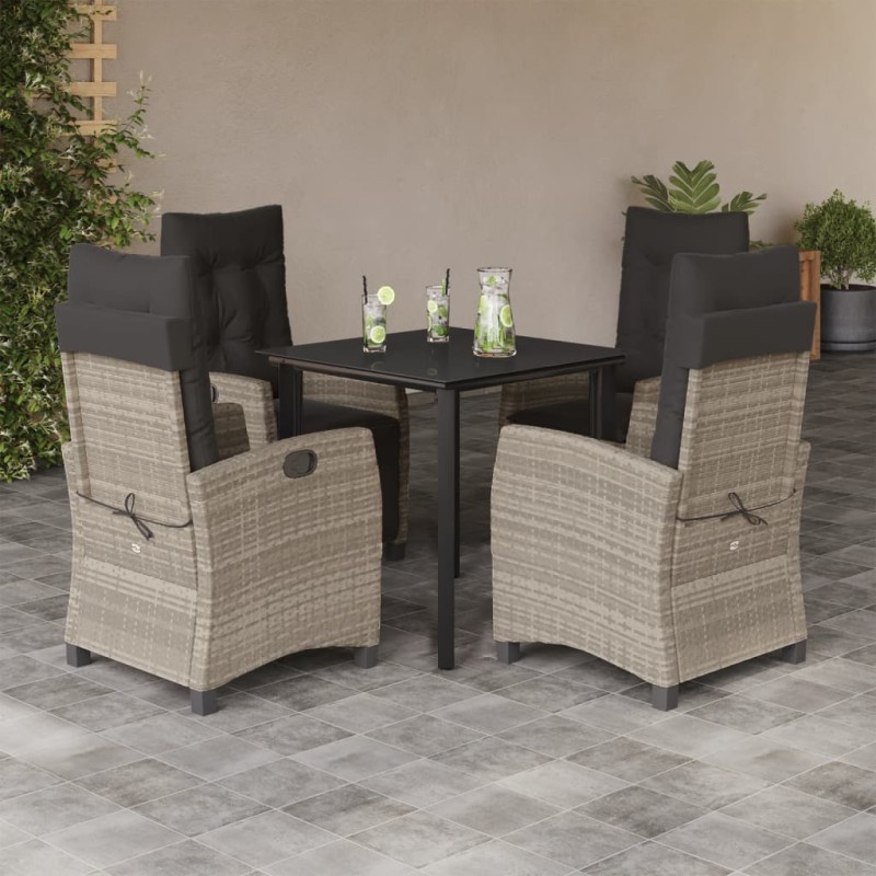 vidaXL 5-tlg. Garten-Essgruppe mit Kissen Hellgrau Poly Rattan vidaXL 5-tlg. Garten-Essgruppe mit Kissen Hellgrau Poly Rattan
