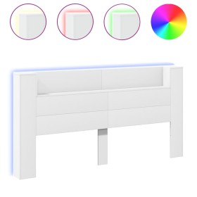 vidaXL LED-Kopfteil mit Ablagen Weiß 200x16,5x103,5 cm