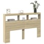 vidaXL LED-Kopfteil mit Ablagen Sonoma-Eiche 160x17x102 cm