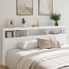 vidaXL LED-Kopfteil mit Ablagen Weiß 220x17x102 cm