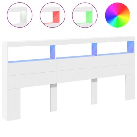 vidaXL LED-Kopfteil mit Ablagen Weiß 220x17x102 cm