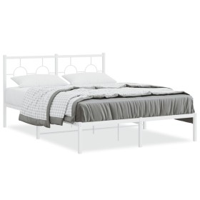 vidaXL Bettgestell mit Kopfteil Metall Weiß 135x190 cm
