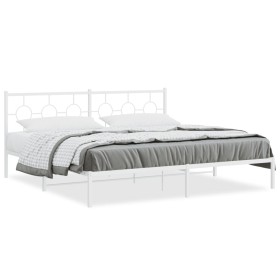 vidaXL Bettgestell mit Kopfteil Metall Weiß 193x203 cm