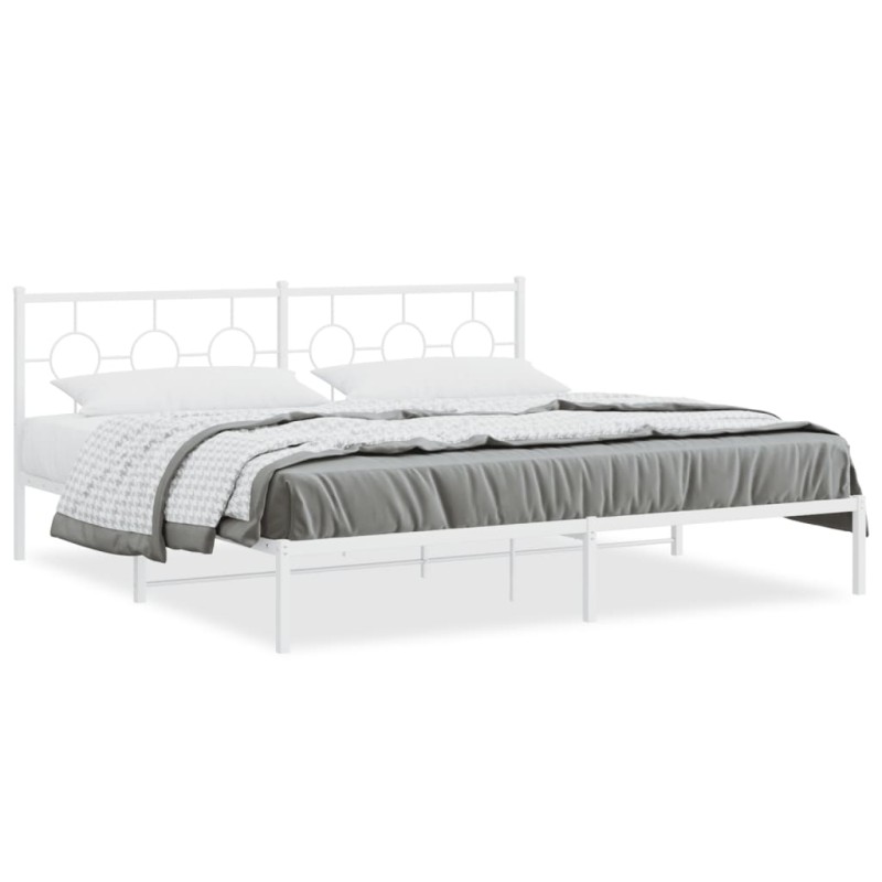 vidaXL Bettgestell mit Kopfteil Metall Weiß 193x203 cm