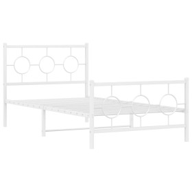 vidaXL Bettgestell mit Kopf- und Fußteil Metall Weiß 100x200 cm