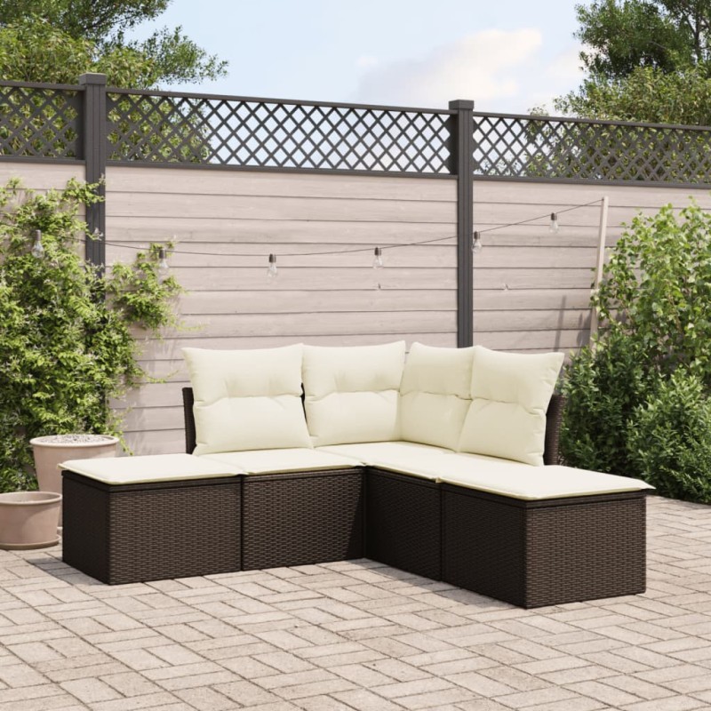 vidaXL 5-tlg. Garten-Sofagarnitur mit Kissen Braun Poly Rattan vidaXL 5-tlg. Garten-Sofagarnitur mit Kissen Braun Poly Rattan