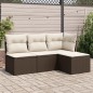 vidaXL 4-tlg. Garten-Sofagarnitur mit Kissen Braun Poly Rattan vidaXL 4-tlg. Garten-Sofagarnitur mit Kissen Braun Poly Rattan