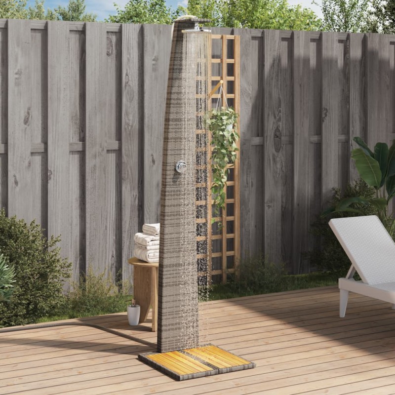 vidaXL Gartendusche Grau 55x60x224 cm Poly Rattan und Akazienholz vidaXL Gartendusche Grau 55x60x224 cm Poly Rattan und Akazienholz